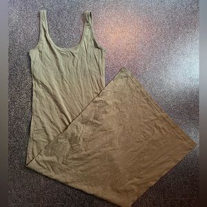Olive green sleeveless maxi dress
